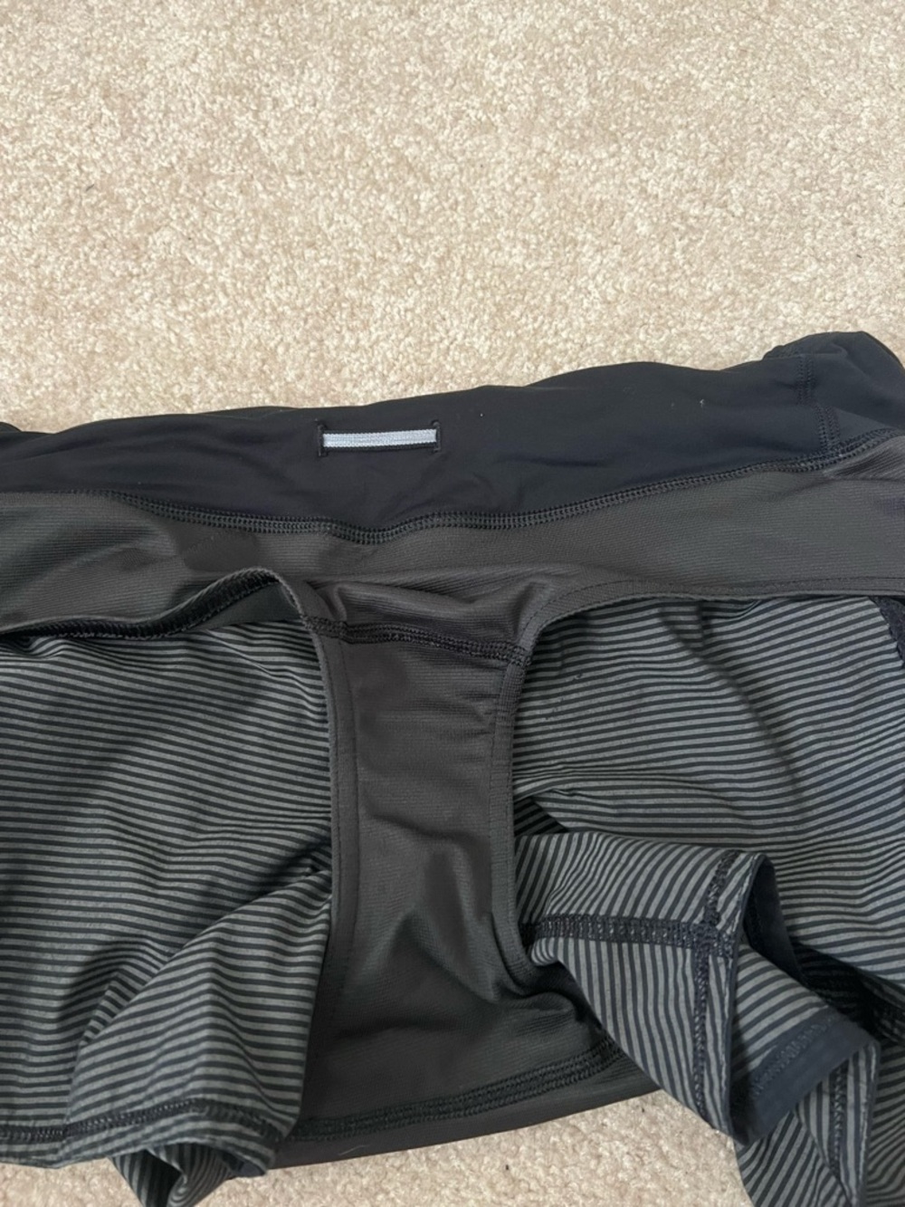 Lululemon Black & Charcoal Striped Athletic Shorts - Picture 4 of 6